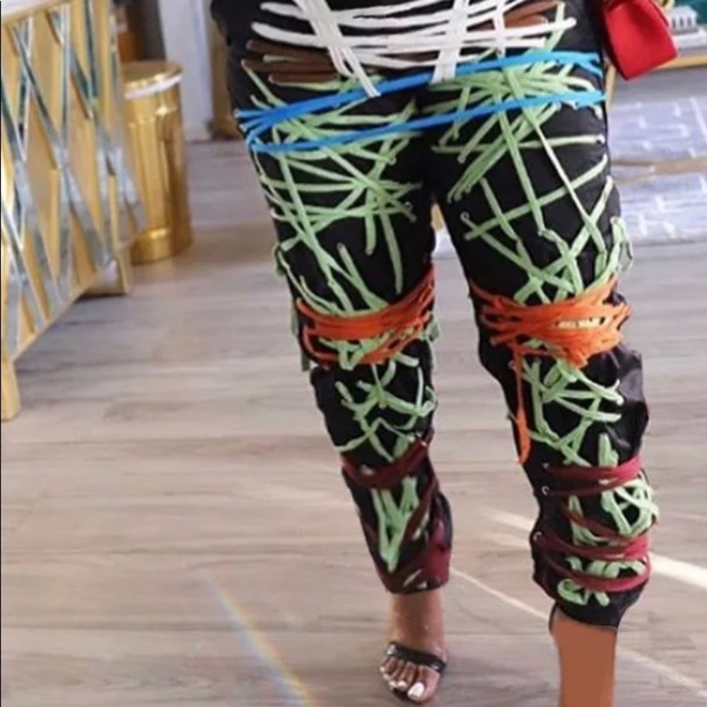 NWT String Me KNOT Joggers w/orange